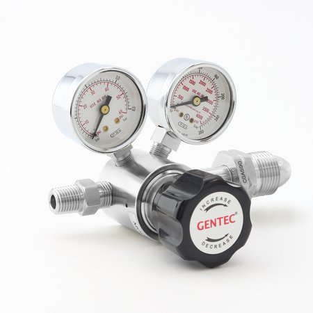 GENTEC HP Low Flow Regulator, CGA-580 , Inlet  0 to 150 PSI, Relief Valve, Use with: IN Ar, He, N2 R13BGT-DHK-C580-01